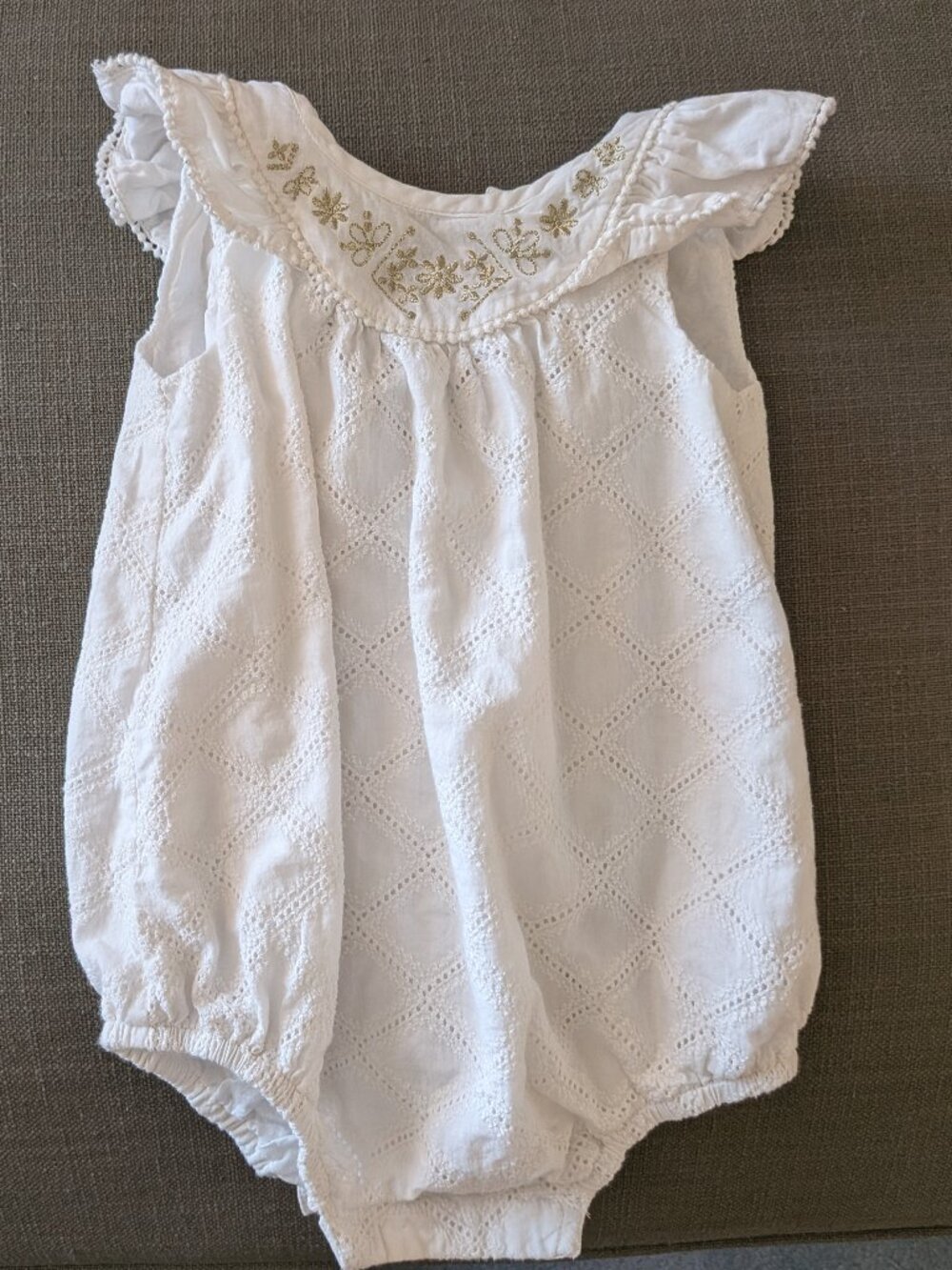 Max Studio Kids Baby Girls White Eyelet Romper Embroidered